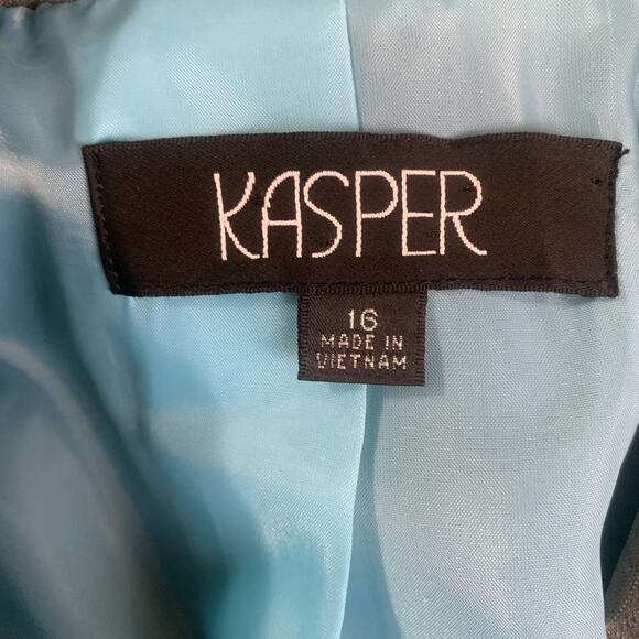 Kasper Size 16 Women's Pinstripe Blazer Jacket Gray Single Button Office Career - Picture 10 of 11